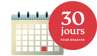 Illustration d'un calendrier avec badge 30 jours sans risque
