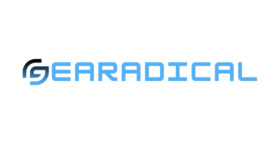 Gearadical-loggan för Aircove Testimonials block