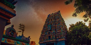 Chennai temple at sunset