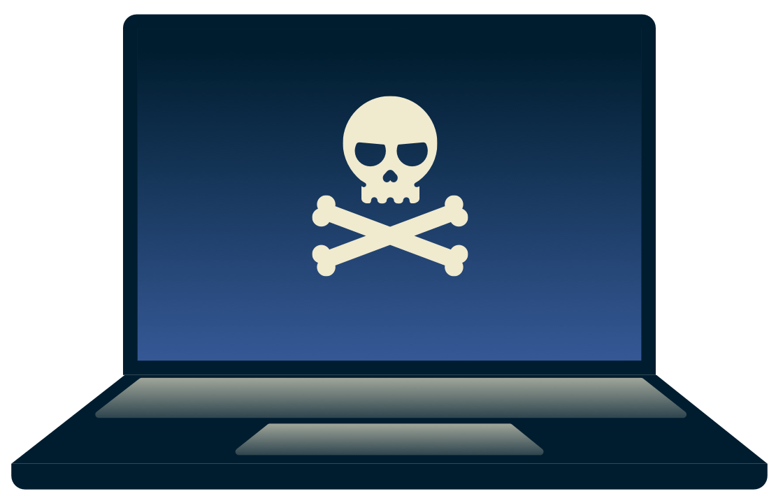 Een hacker werkt op een laptop