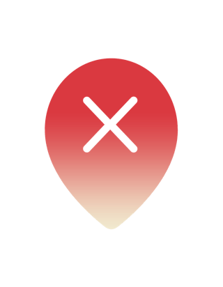 Map pin with X mark.