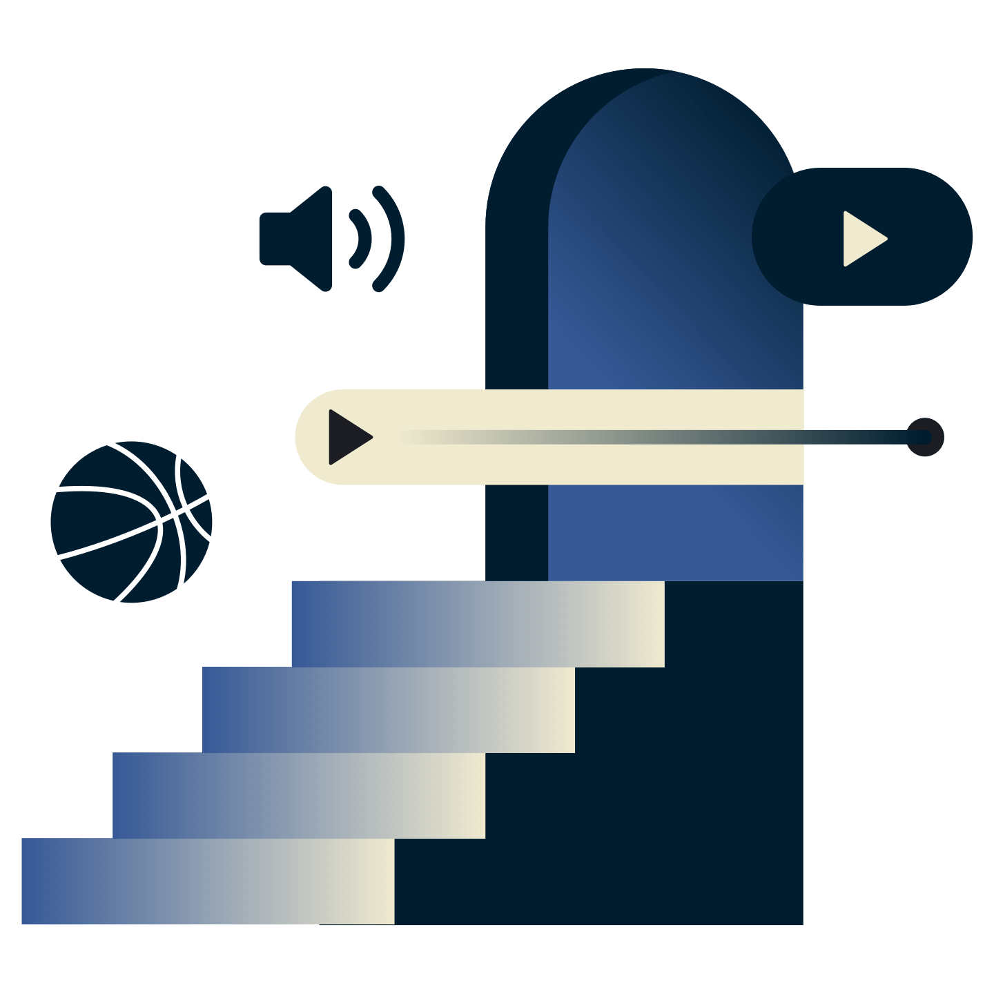 Watch content from anywhere: Stairs to an open doorway, representing access.