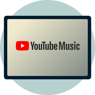 YouTube Music Logo auf einem Bildschirm.
