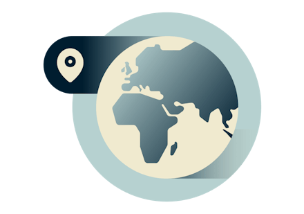 Globus mit Europa, Afrika und dem Nahen Osten.